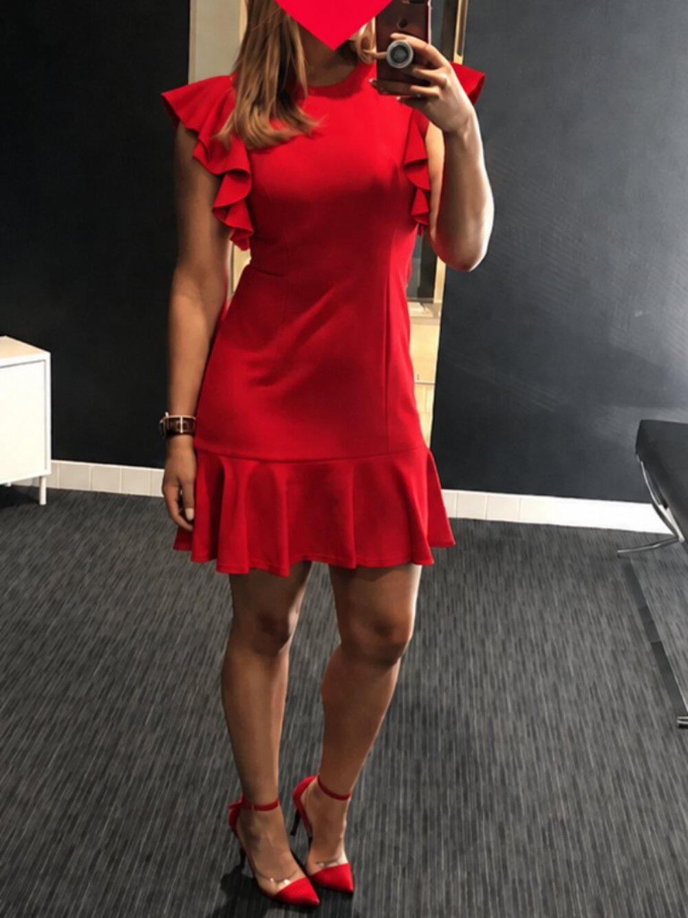 Tommy Hilfiger Red Ruffle Sleeve Flounce Hem - Dress Sz 4